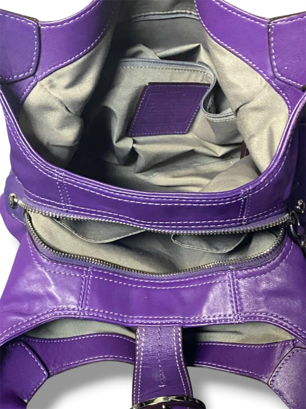 Coach Soho Purple Leather Shoulder Bag with Matching … - Gem